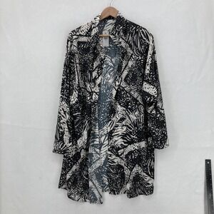 Express Portofino Shirt Dress Womens Medium Black White Abstract Print Button Up